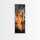Fiery Forest Flames Canvas Print – Dark Moody Art, Forest Fire Scene, Dramatic Wall Art, Wabi Sabi Wall Art, Above Bed Decor, Rustic Wall Art