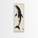 Majestic Humpback Whale in Striking Monochrome Ink Style – Sophisticated Canvas Print for Marine Life Enthusiasts and Nautical Wall Decor