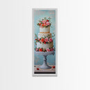 Wedding Decor Painting Print of a Wedding Cake - Framed Canvas Print - Wedding Decorations - Wedding Art - Tall Skinny Wall Art - Narrow Art