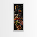 Still Life Oil Painting Print of Wine and Fruits - Kitchen Wall Art - Kitchen Decor - Kitchen Accent Piece - Oil Painting - Narrow Wall Art - Tall Skinny Art
