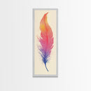 Funky Feather Painting Print - Framed Canvas - Home Decor - Tall Narrow Art - Feather Wall Art - Southwestern Decor