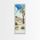 Retro Joshua Tree Wall Art Framed Canvas Print - Unique California Themed Wall Art - Skinny Tall Art - Narrow Art - Accent Piece Wall Art