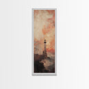 Lighthouse Wall Art Framed Canvas Print - Sunset Wall Art - Coastal Decor - Nautical Decor