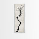 Framed Canvas Print of Minimalist Birch Tree Art in Black and White, Wabi Sabi Art, Rustic Wall Art, Above Bed Wall Art, Tall Skinny Art, Japanese Aesthetic