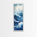Ocean Waves Canvas Print Coastal Wall Art Nautical Decor Seascape Painting Above Bed Art Living Room Art Blue Green Wall Gift