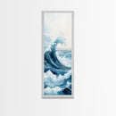 Ocean Wave Art Framed Canvas Print Coastal Decor Nautical Wall Art Blue Abstract Art Minimalist Art Above Bed Wall Art Gift