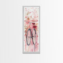 Bicycle Art Canvas Print Retro Pink Wall Art Long Narrow Vintage Style Above Couch Gift Idea Light Pink Minimalist Wabi Sabi Art