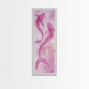 Koi Fish Painting Framed Canvas Print Light Pink Wall Art Long Narrow Wall Art Bedroom Art Above Bed Art Gift Idea Living Room Art