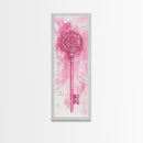 Intricate Key Art Framed Canvas Print Light Pink Wall Art Rustic Decor Minimalist Art Tall Skinny Art Above Couch Art Gift Idea