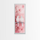Lovebirds Canvas Print Cherry Blossom Pink Art Romantic Wall Decor Feminine Aesthetic Whimsical Gift Idea Bedroom Art