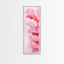 Elegant Hand Fans Framed Canvas Print Chinoiserie Wabi Sabi Wall Art Vertical Pink Decor Skinny Tall Art Light Pink Wall Art