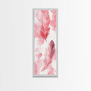 Elegant Feather Art Framed Canvas Print Boho Wabi Sabi Decor Vertical Wall Art Minimalist Feather Design Light Pink Wall Art