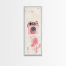 Retro Pink Camera Canvas Print Whimsical Wall Art Photography Lover Gift Living Room Art Vertical Pink Abstract Minimalist