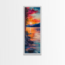 Framed Canvas Print Sunset Landscape Coastal Decor Smoky Mountain Art Nautical Painting Horizontal Wall Art Bedroom Art Christmas Gift