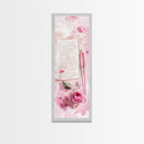Romantic Pink Rose Painting Framed Canvas Print, Light Pink Wall Art, Floral Bedroom Art, Gift Idea For Her, Rose Botanical Prints
