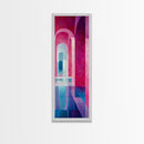 Geometric Archway Framed Canvas Print, Abstract Pink and Blue Whimsical Art, Skinny Vertical Wall Art for Modern Living Room Decor