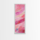 Pink and Gold Abstract Canvas Print, Whimsical Blotter Art with Metallic Accents, Vibrant Vertical Art for Bright and Creative Spaces