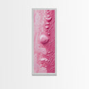 Pink Texture Abstract Framed Canvas Print, Minimalist Blotter Art in Light Pink Tones, Skinny Wall Art for Modern Bedroom or Office