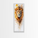 Majestic Lion Portrait Framed Canvas Print Featuring Bold African Art Style, Perfect for Rustic or Wildlife-Inspired Interiors