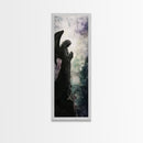 Praying Angel Silhouette Framed Canvas Print Angel Art Prints Gothic Wall Art Moody Art Vertical Living Room Spiritual Decor