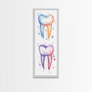 Watercolor Teeth Canvas Print, Dentist Office Vertical Wall Art, Vibrant Dental Art Print for Gift Ideas