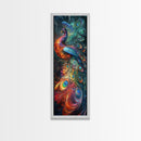 Ethereal Peacock Art Framed Canvas Print, Rustic Decor Accent Ideal for Moody Art and  Home Décor, Vibrant Bird Art