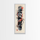 Graffiti Style Skateboard Canvas Print, Abstract Red and Black Wall Art, Urban Skateboard Art, Gift Idea for Living Room or Bedroom