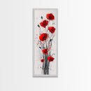 Bright Red Poppy Flower Art Framed Canvas Print Wildflower Painting Botanical Prints Modern Office Rustic Farmhouse Art