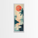 Tropical Sunset Coastal Landscape Framed Canvas Print | Nautical Wall Art | Coastal Painting | Nautical Decor | Gift Idea Her | Vertical Art