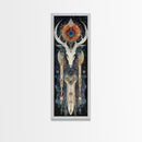 Dreamcatcher Deer Canvas Print Featuring Boho Sacred Geometry Art, Native Inspired Dark Angels Wall Art Ideal For Gift Idea