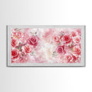 Romantic Rose Painting Framed Canvas Print Featuring Rose Painting and Pink Wall Art Botanical Prints Rustic Art Living Room Decor