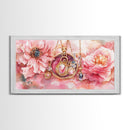 Pink Gemstone Jewelry Canvas Print, Feminine Elegant Artwork, Glamorous Rose Painting, Living Room Wall Art, Unique Decorative Gift