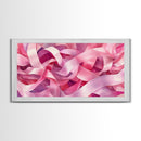 Pink Ribbons Canvas Print | Abstract Art | Light Pink Wall Art | Whimsical Minimalist Decor | Feminine Bedroom Canvas Print