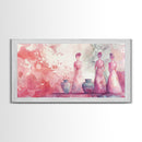 Vase and Women Canvas Print Pink Abstract Minimalist Art Framed Wabi Sabi Boho Bedroom Light Pink Rustic Living Room Christmas Gift