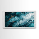 Abstract Teal Fluid Art Canvas Print, Coastal Wall Art, Teal Wall Art, Nautical Decor, Moody Art, Coastal Decor, Living Room Art, Gift Idea
