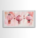 Pink Lanterns Canvas Print Chinoiserie Wall Art Moroccan Wall Art Whimsical Art Living Room Art Rustic Decor Fall Gift Idea