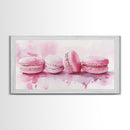 French Macaron Canvas Print | Pink Kitchen Wall Art | Food Inspired Artwork | Framed Pastel Dessert Art | Unique Dining Room Decor