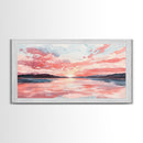 Serene Pink Sunset Canvas Print | Coastal Landscape Art | Nautical Wall Decor | Bedroom Above Bed Art | Horizontal Panoramic Artwork