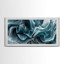 Blue Textured Wave Art Framed Canvas Print, Geometric Wall Art, Abstract Coastal Art, Sage Green Wall Art, Bedroom Art, Vertical Wall Art