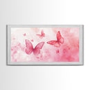 Pink Butterflies Canvas Print, Whimsical Art, Light Pink Wall Art, Feminine and Romantic Decor, Bedroom or Living Room Gift Idea