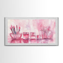 Makeup Brushes Still Life Canvas Print Light Pink Wall Art Dorm Decor Wabi Sabi Art Gift Idea Living Room or Vanity Artwork