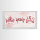 Pink Crown Trio Canvas Print Whimsical Art Princess Aesthetic Dorm Decor Light Pink Art Bedroom or Living Room Artwork Gift Idea