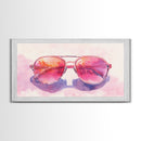 Retro Sunglasses Art Canvas Print | Fun Pink Wall Art | Whimsical Framed Canvas Print | Boho Chic Decor | Gift Idea | Dorm Room Art