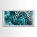 Turquoise Geode-Inspired Canvas Print, Mosaic Wall Art, Teal Wall Art, Abstract Coastal Art, Panoramic Art, Wide Wall Art, Coastal Decor
