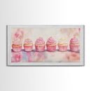 Whimsical Cupcake Canvas Print Pastel Pink Kitchen Art Light Pink Wall Art Food Review Kitchen Decor Gift Idea For Her