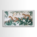 Tropical Leopard Trio Canvas Print Rustic Wall Art Botanical Jungle Decor Leopard Wall Art Above Sofa Art Gift Idea
