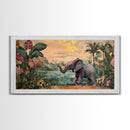 Exotic Jungle Elephant Canvas Print Rustic Botanical Decor Moody Art Wildlife Art Living Room Wall Art Gift Idea