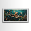 Magnificent Octopus Canvas Print Nautical Wall Art Coastal Decor Rustic Living Room Art Above Couch Art Gift Idea