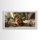 Vibrant Lion Wall Art Framed Canvas Print With Rustic Decor Perfect Above Sofa Living Room Art Gift Idea Wild Elegance Home Decor