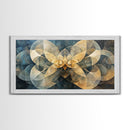 Symmetrical Abstract Framed Canvas Print, Geometric Wall Art Wabi Sabi Decor, Moody Minimalist Artwork Idea Bedroom Horizontal Design